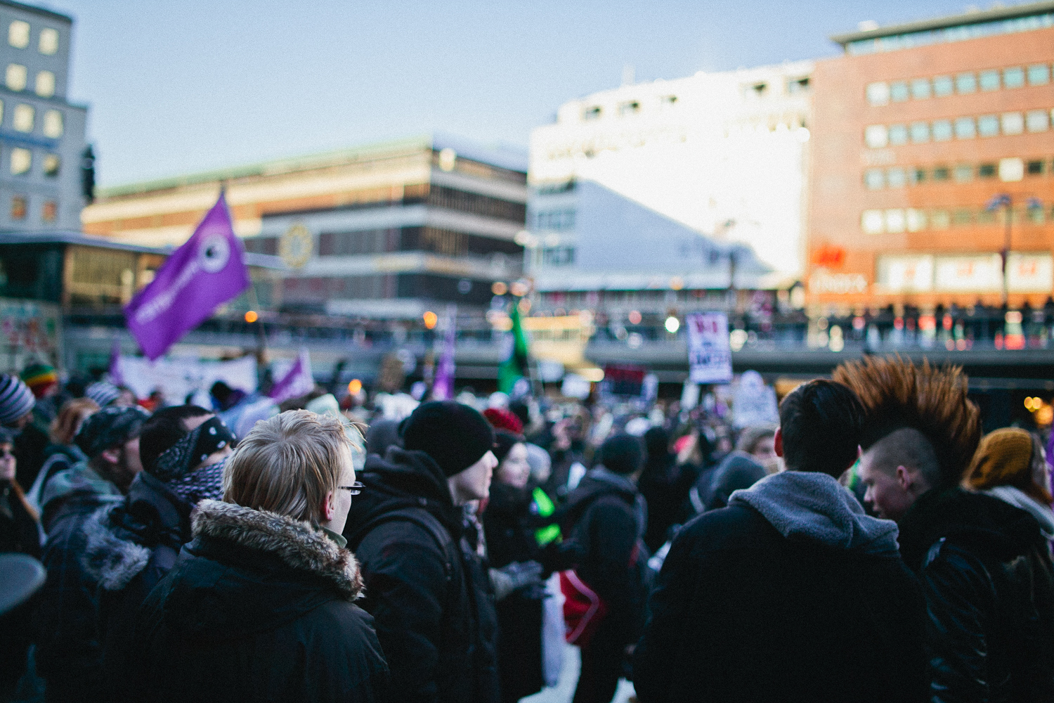 Demonstration mot ACTA på Sergels Torg. Foto: Stephen Kirk