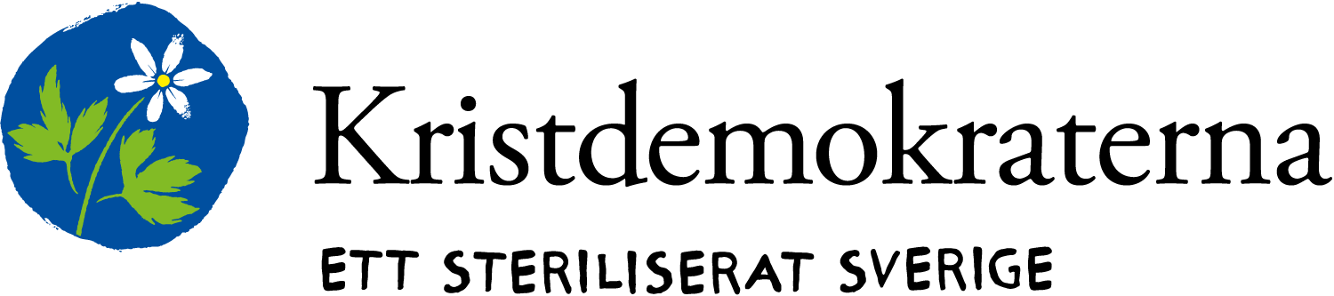 Kristdemokraternas logo med den satiriska devisen "Ett steriliserat Sverige"