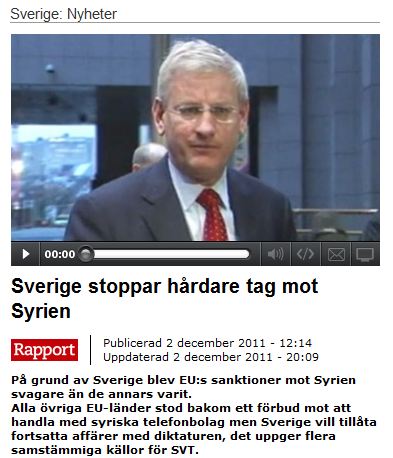 Carl Bildt hade rätt om Ericsson och sanktionerna till Syrien
